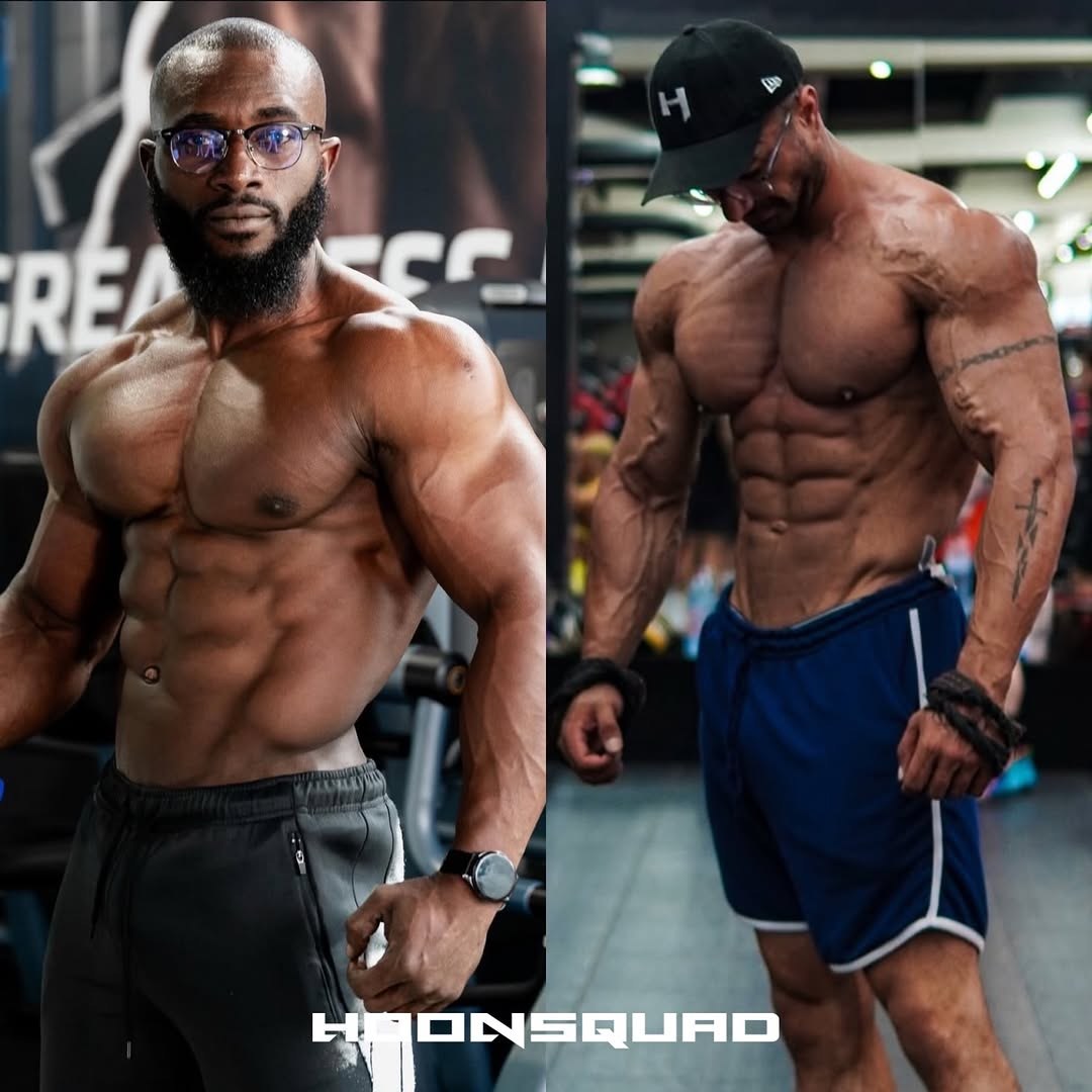 JP&rsquo;s published HOONSQUAD plate: a male client before beside after, front relaxed both sides, 2 of 4
